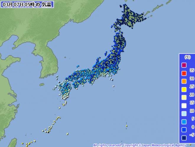 再び気温が急低下！東日本で真冬並みの寒さ！東京は一桁台、北海道はマイナス10℃も