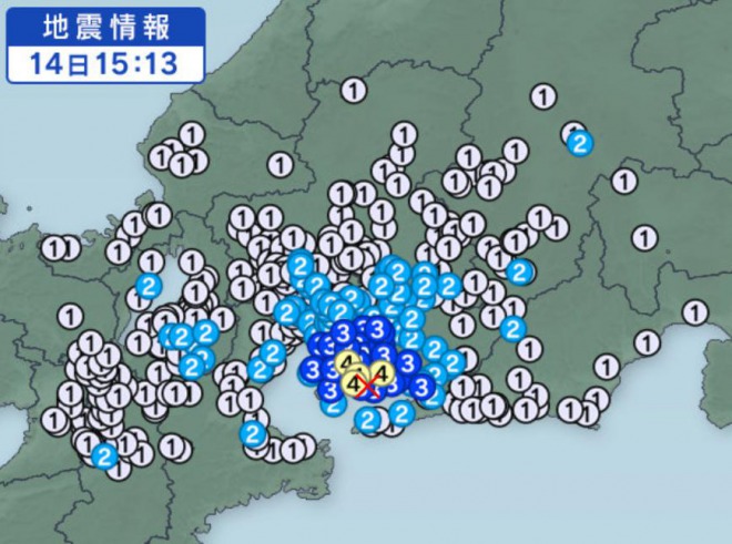 愛知県で震度4、名古屋周辺でも揺れ！愛知県西部で浅い地震3連続！停電の情報も