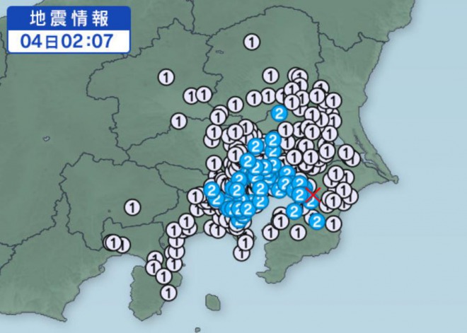 深夜に東京で地震、有感地震が2回連続！短期間で連発！久しぶりの揺れに驚きの声