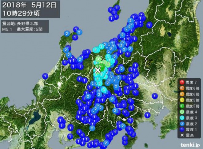 【緊急地震速報】長野県北部で震度5弱、M5.1の地震が発生！北陸新幹線が一時運転見合わせ