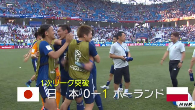 【サッカーW杯】日本チームが決勝トーナメントへの進出決定！２大会ぶり　ポーランド戦は負けるも