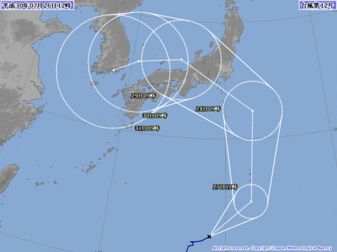 【警戒】台風12号が九州方面に急カーブ！西日本豪雨の被災地直撃の恐れ！