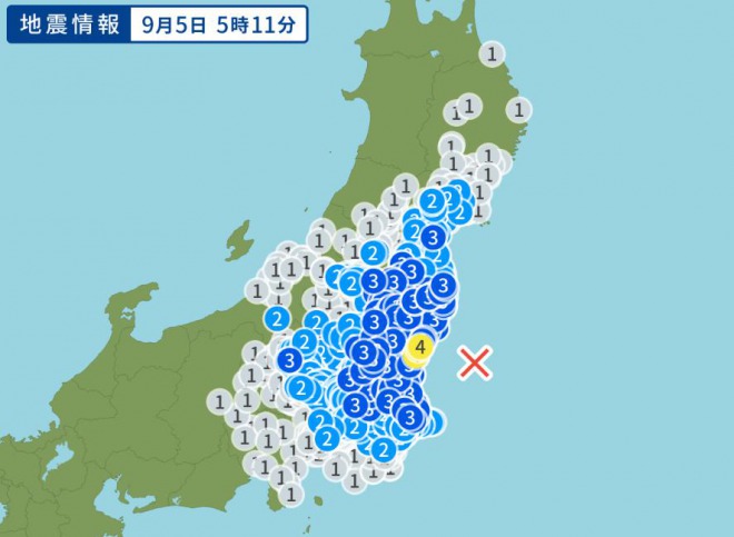 茨城県北部でM5.6地震、東京を含め関東地方で最大震度４！台風通過による圧力の変化が要因か