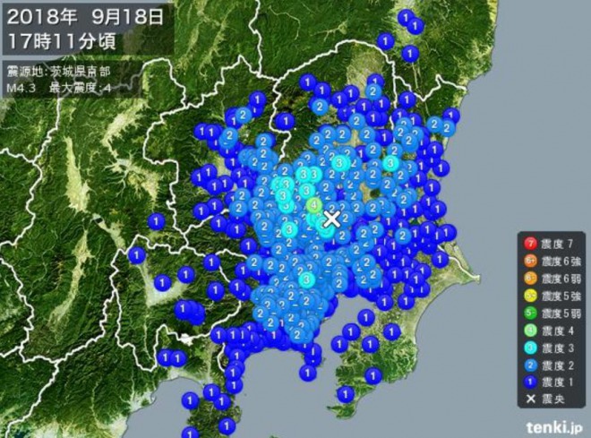 【速報】首都圏で地震発生！埼玉県で震度４、東京で震度３　