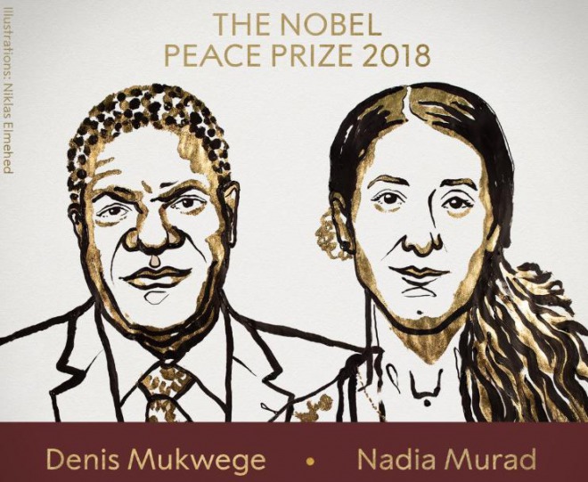 ２０１８年のノーベル平和賞にデニ・ムクウェゲ氏とナディア・ムラド氏！性暴力治療と人身売買救済で評価