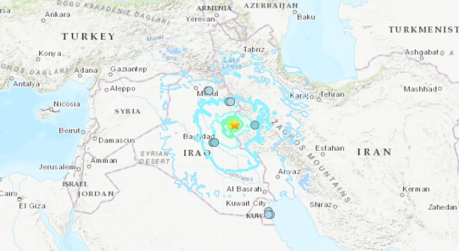 【災害情報】イランでM6.3の地震、約400人が負傷との報道！イランとイラクの国境近く