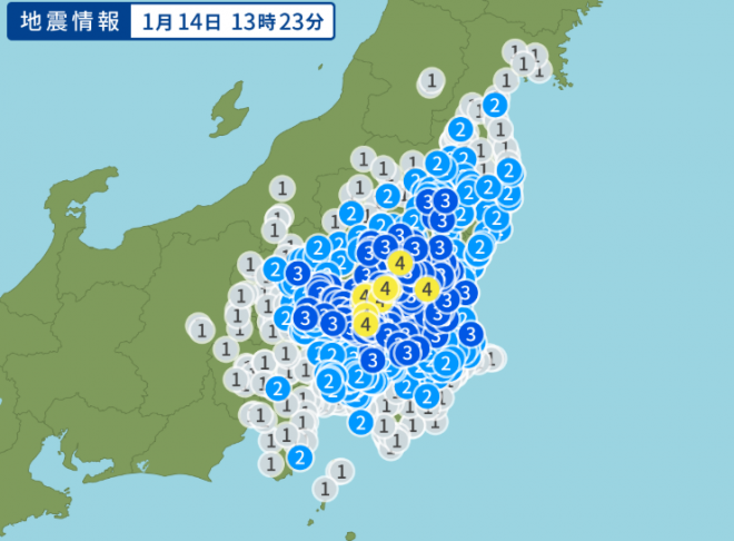 【地震情報】東京で震度3、茨城県南部でM4.9の地震を観測！被害報告などは無し