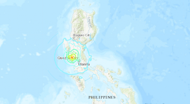 フィリピンでM6.1の地震、揺れの規模は震度５弱程度　住民らが路上に避難も