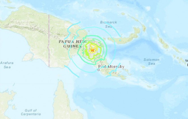 ニューギニアでM7.2の地震が発生　太平洋南部のエリア、津波の発生は無し