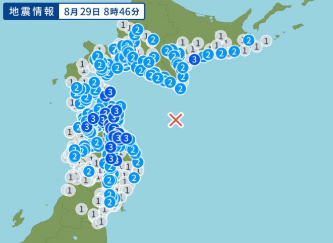 【緊急地震速報】青森県東方沖でM6.1の地震を観測！津波の発生はなし