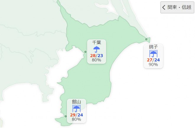【注意】千葉県は15日(日)夜から雨に！16日(月)は大雨となる恐れ・・・　気温は20℃台まで低下