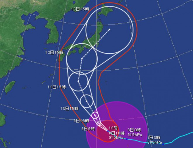伊勢湾台風に迫る規模、台風19号の進路がほぼ確定！大阪や名古屋、東京に直撃！交通網も完全停止の見通し