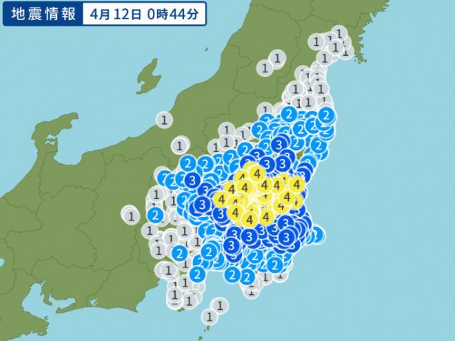 【地震速報】茨城県でM5.1、最大震度4の地震発生！東京都でも震度3　首都圏全域が揺れる