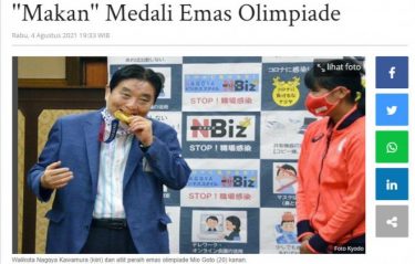 河村市長の金メダル噛みつき、海外メディアも報道！河村市長は謝罪　「愛情表現だった」