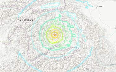 ウイグル自治区付近でM6.8の強い地震発生！タジキスタンの広範囲が揺れる、日本でも地震波を観測