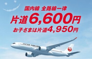 JALが全路線一律6600円の格安航空券セール再開へ！今月31日から実施、前回はアクセス殺到で中止　最大9割引き