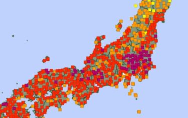 【注意】関東で39℃付近まで気温上昇！群馬県桐生市39.7℃　21地域に熱中症警戒アラート、今年最多の猛暑日地点を観測！週明けは大雨