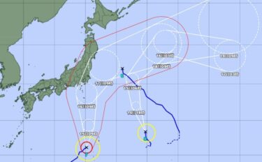 【警戒】台風7号が巨大化、16日に本州上陸へ！日本近海にトリプル台風！今年最大勢力に拡大か