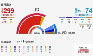 【衆院選】自民維新で310議席確保！ 3分の2で憲法改正や法案の再可決が可能に！中道の元公明党議員もほぼ全員当選